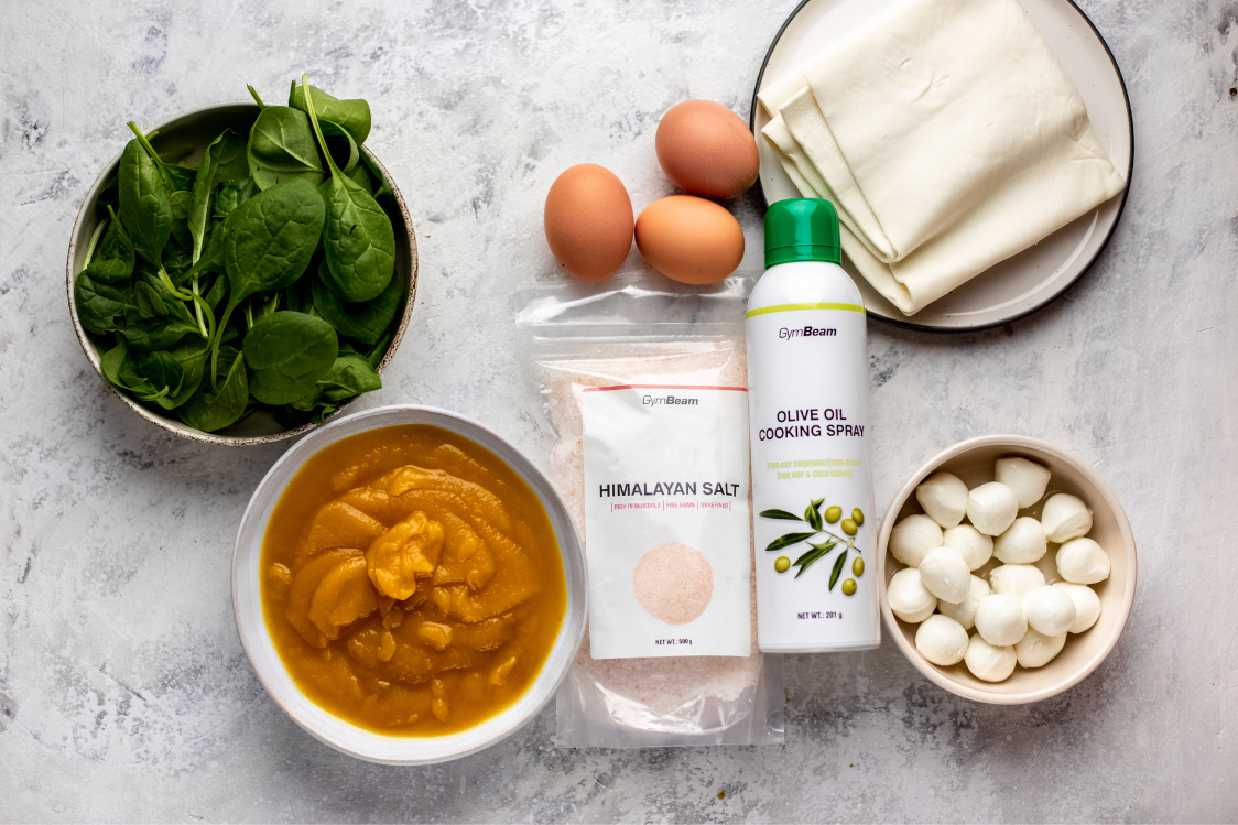 Гарбузовий кіш зі шпинатом та моцарелою