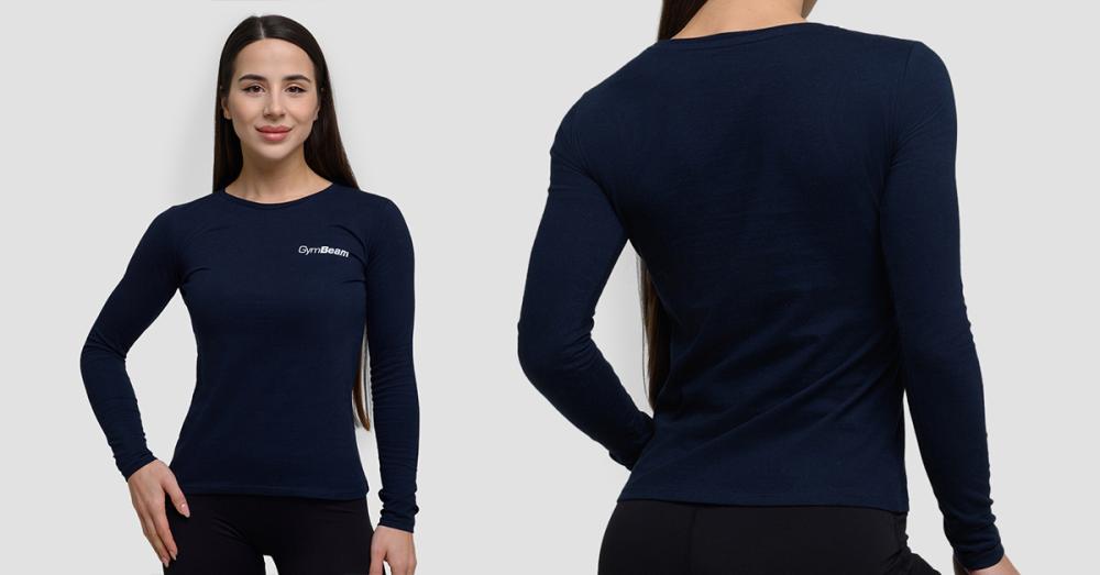 Женская футболка с длинным рукавом Basic T-Shirt Navy - GymBeam