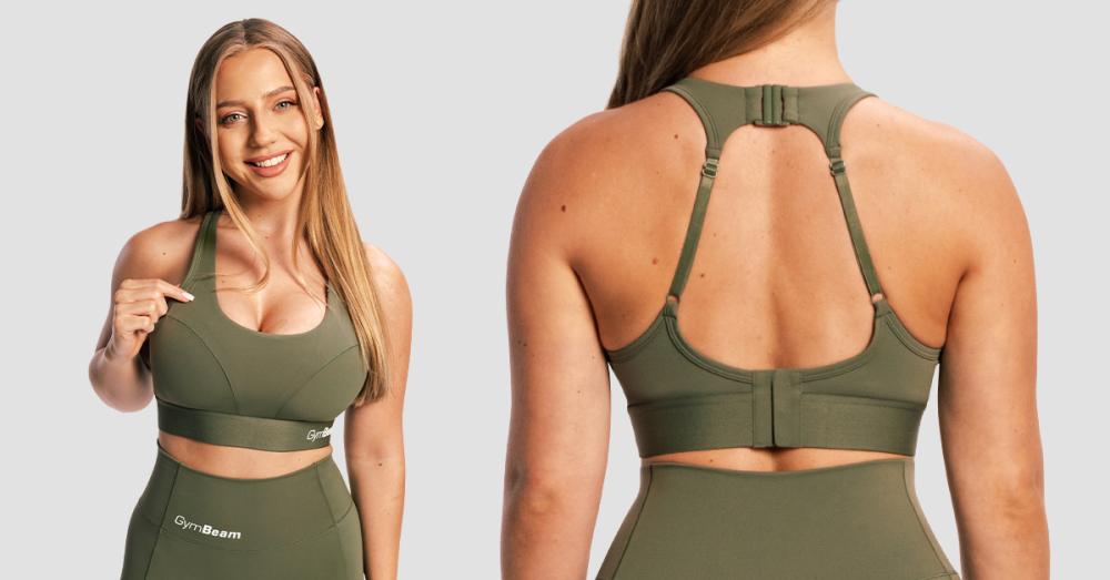 Sports Bra Combat Olive Grey - GymBeam