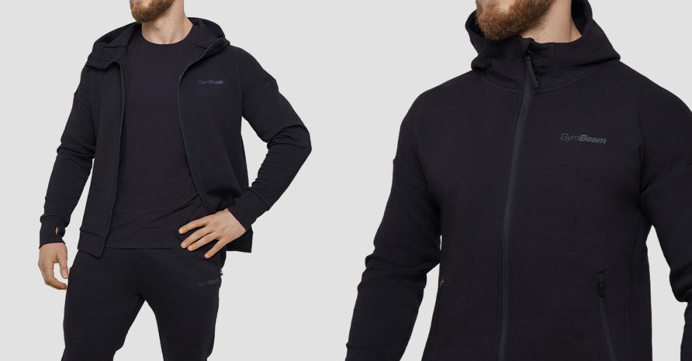 Agile Zip Up Hoodie Onyx - GymBeam	
