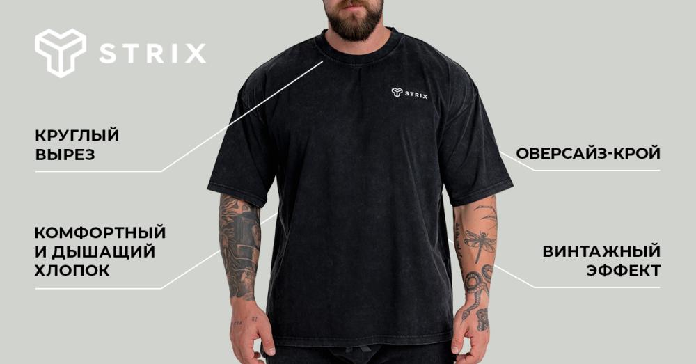 Oversized Washed T-shirt Black - STRIX