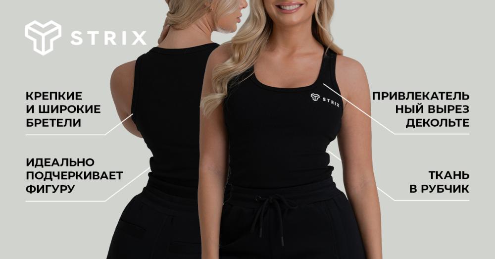 Women's Ribbed Tank Top Black - STRIX