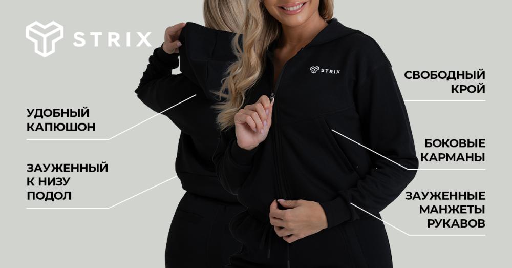 Women's ZOA Zip-Up Hoodie Black - STRIX