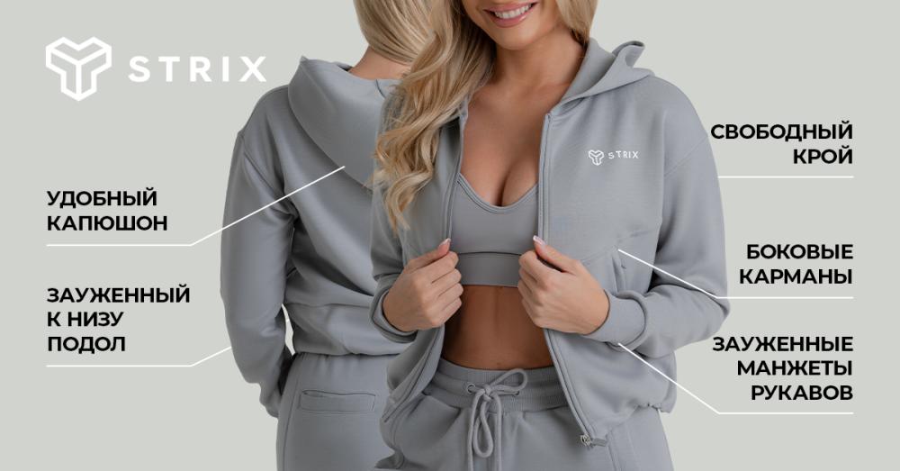 Women's ZOA Zip-Up Hoodie Black - STRIX