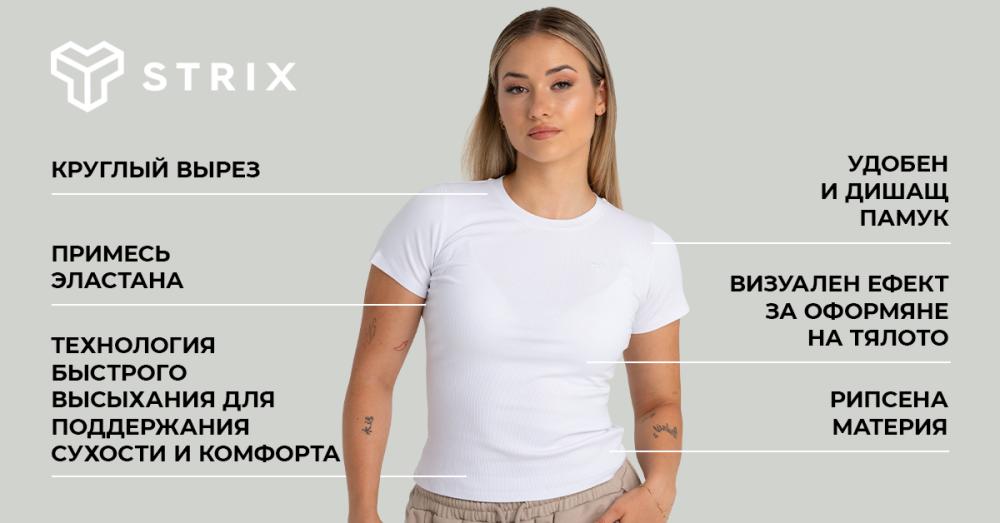 Женская ребристая черная футболка - STRIX