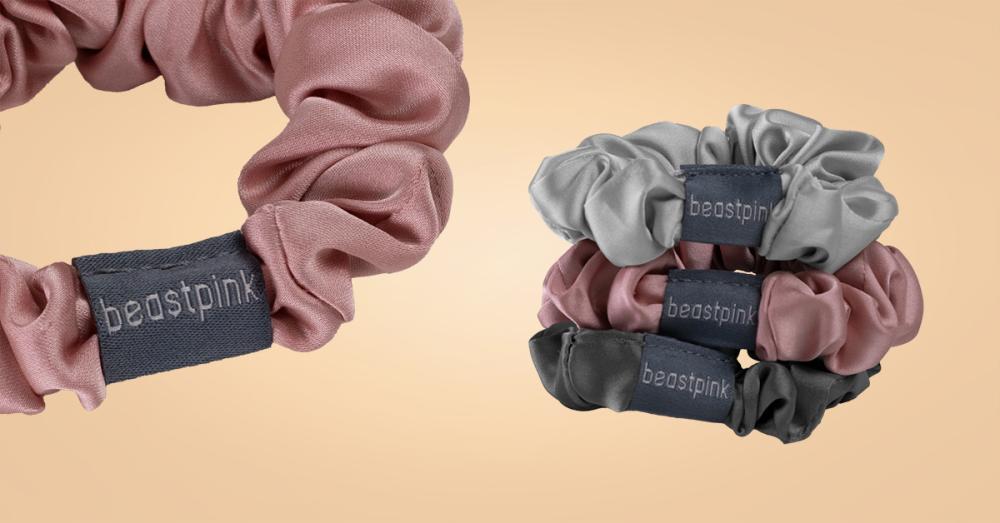 Набор атласных галстуков для волос Mix - BeastPink