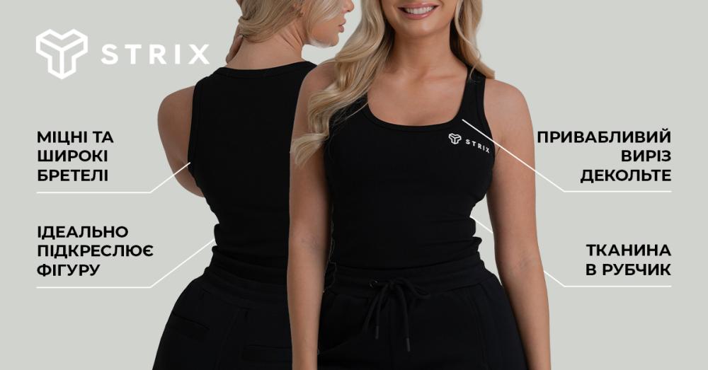 Жіноча ребриста майка чорна - STRIX