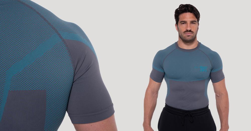 OG1 Seamless T-shirt Grey/Blue - GymBeam