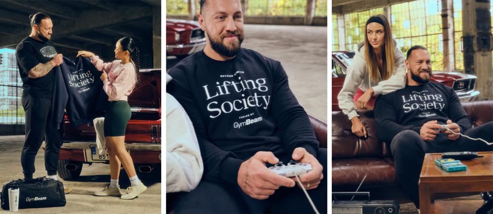 Mikina Lifting Society Sweatshirt Black - GymBeam