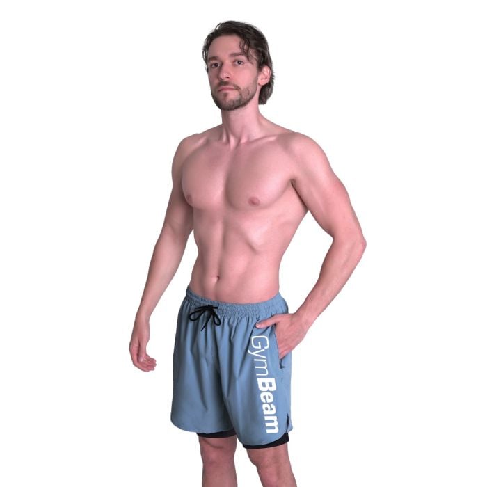 Шорты 2в1 Essence голубые - GymBeam XL