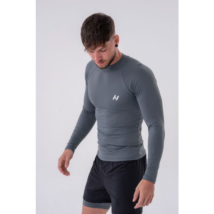 Men‘s T-shirt Long-Sleeve Active Grey - NEBBIA XXL