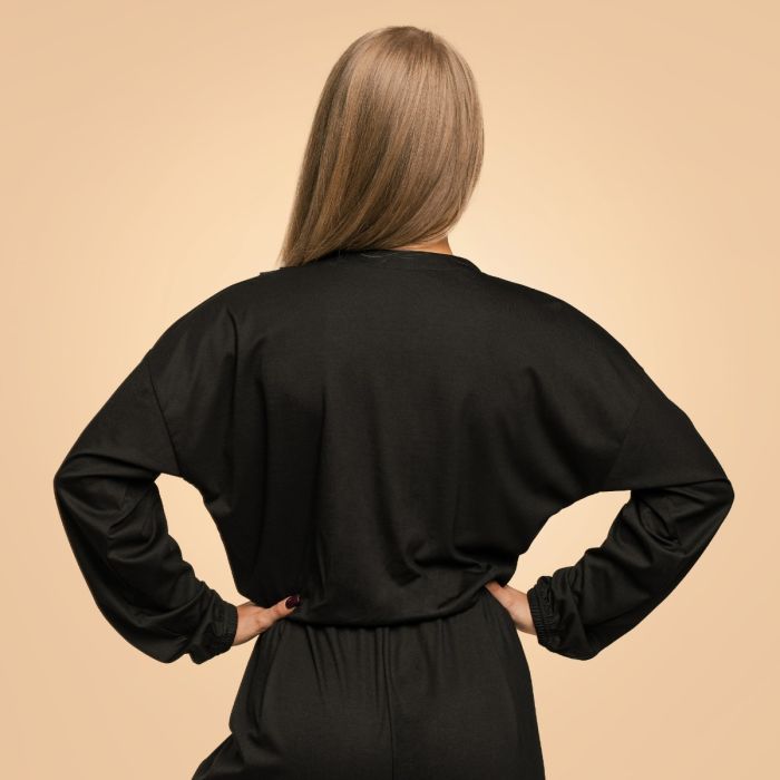 Жіночий кроп-топ з довгим рукавом Breeze чорний - BeastPink L