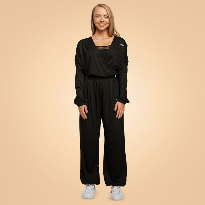 Жіночий кроп-топ з довгим рукавом Breeze чорний - BeastPink L