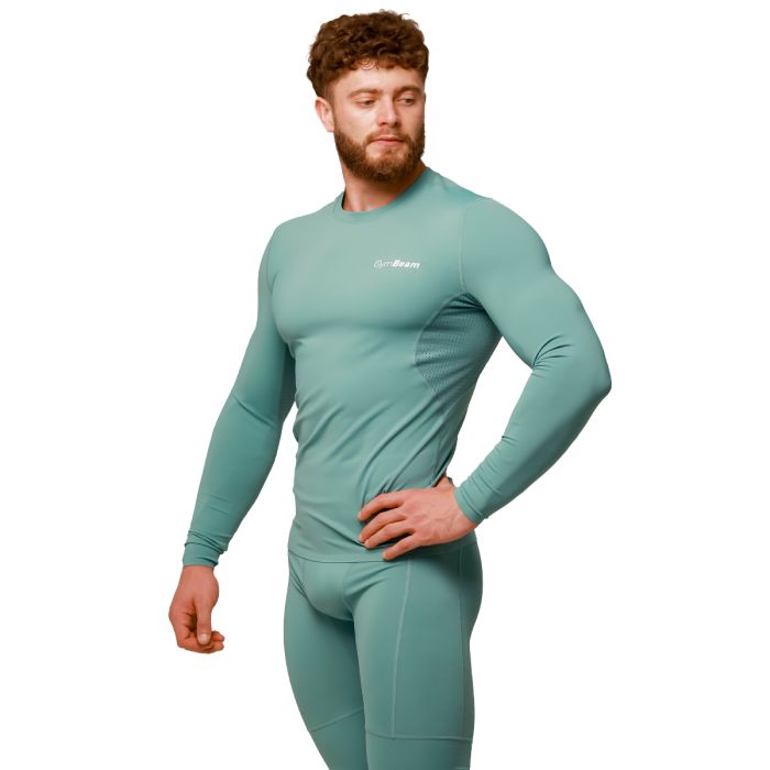 Футболка с длинным рукавом средней компрессии голубая - GymBeam L