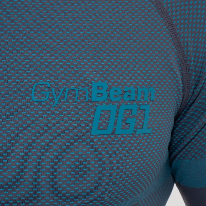 Бесшовная футболка с длинным рукавом OG1 серо-синяя– GymBeam XXL