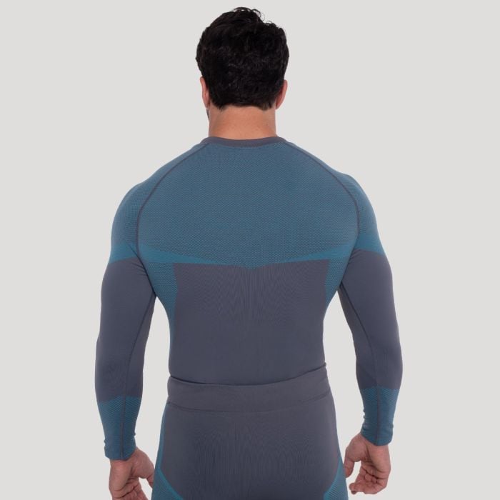 Бесшовная футболка с длинным рукавом OG1 серо-синяя– GymBeam XXL
