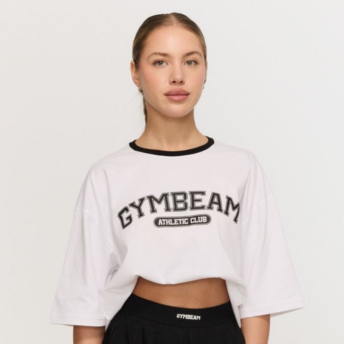 Женская футболка оверсайз Varsity белая - GymBeam XL