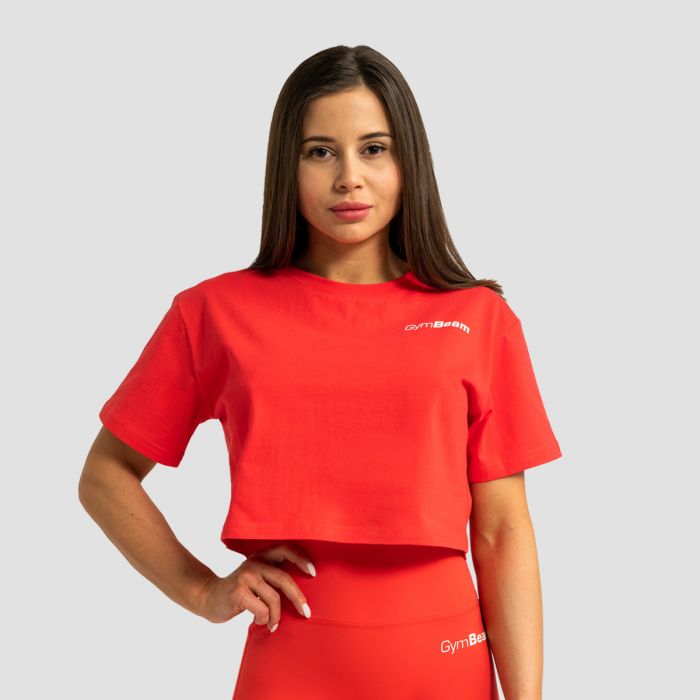 Женская укороченная футболка Limitless Ярко красная - GymBeam