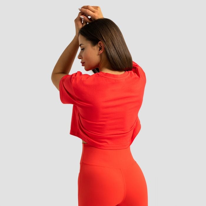 Жіноча укорочена футболка Limitless яскраво-червона - GymBeam XS