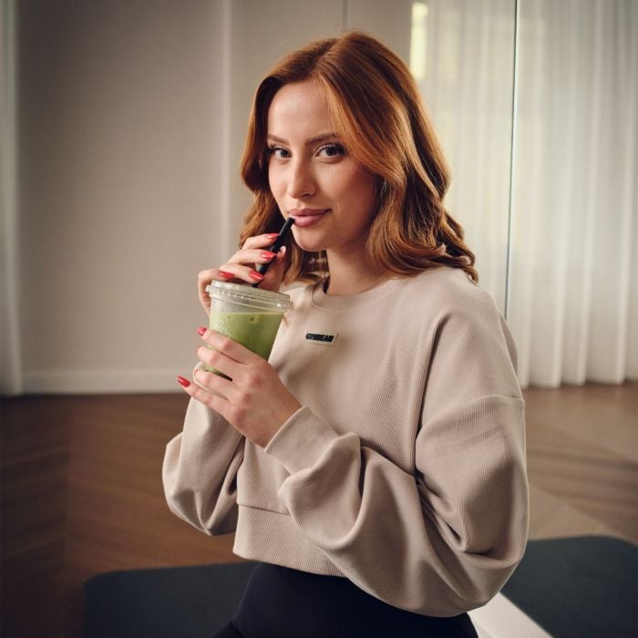 Жіноча укорочена толстовка Aura сіра - GymBeam S