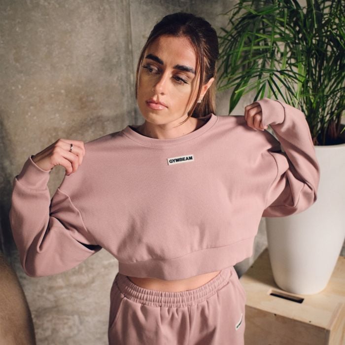 Женская укороченная толстовка Aura пепельная - GymBeam XL