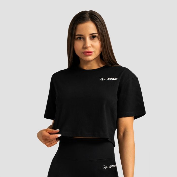 Женская укороченная футболка Limitless Черная - GymBeam