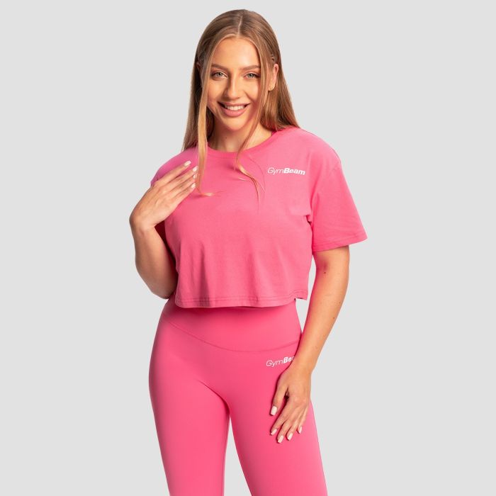 Жіноча укорочена футболка Limitless яскраво-рожева - GymBeam XL