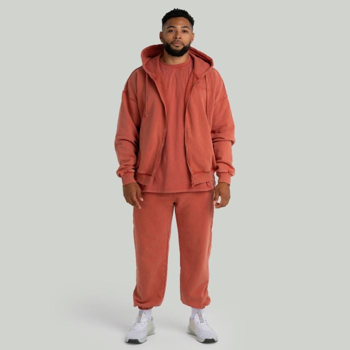 Толстовка с молнией и винтажным эффектом терракотовая - STRIX M