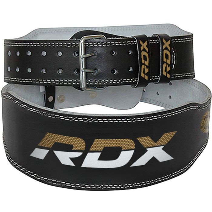 Шкіряний пояс для фітнесу 6“ чорний/золотий - RDX Sports