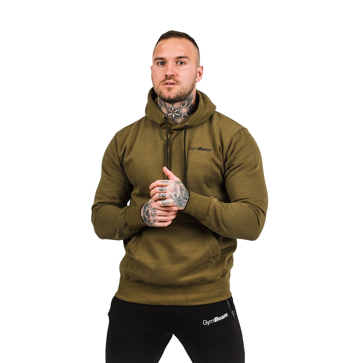 Мужская толстовка Athlete Hoodie Military Green Black - GymBeam