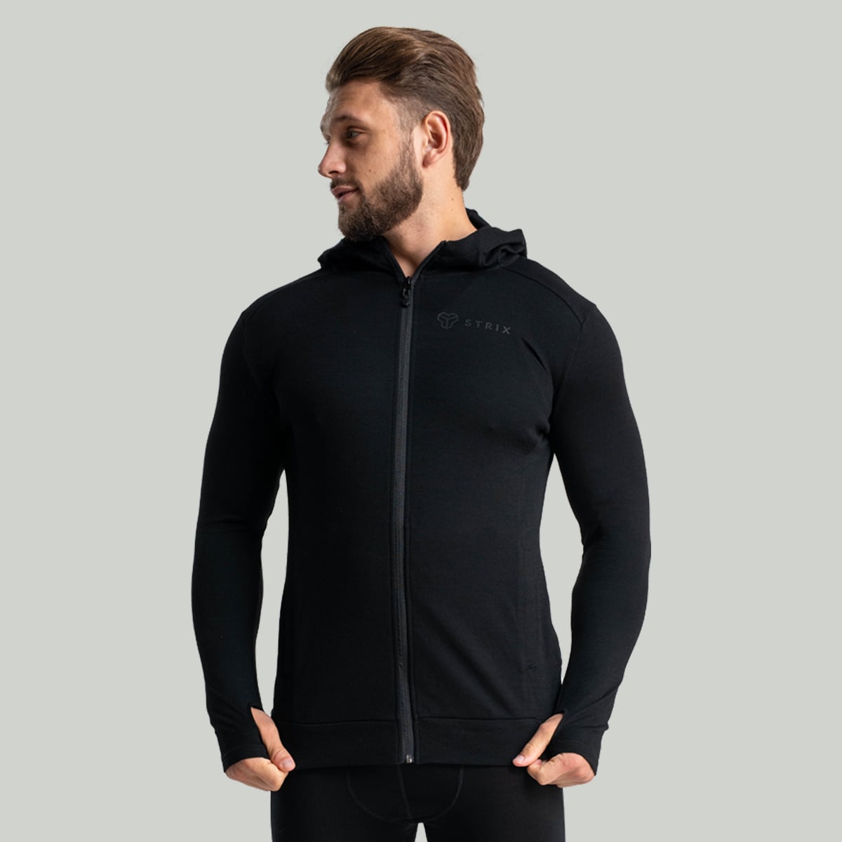 Худі на блискавці MERINO I Black - STRIX