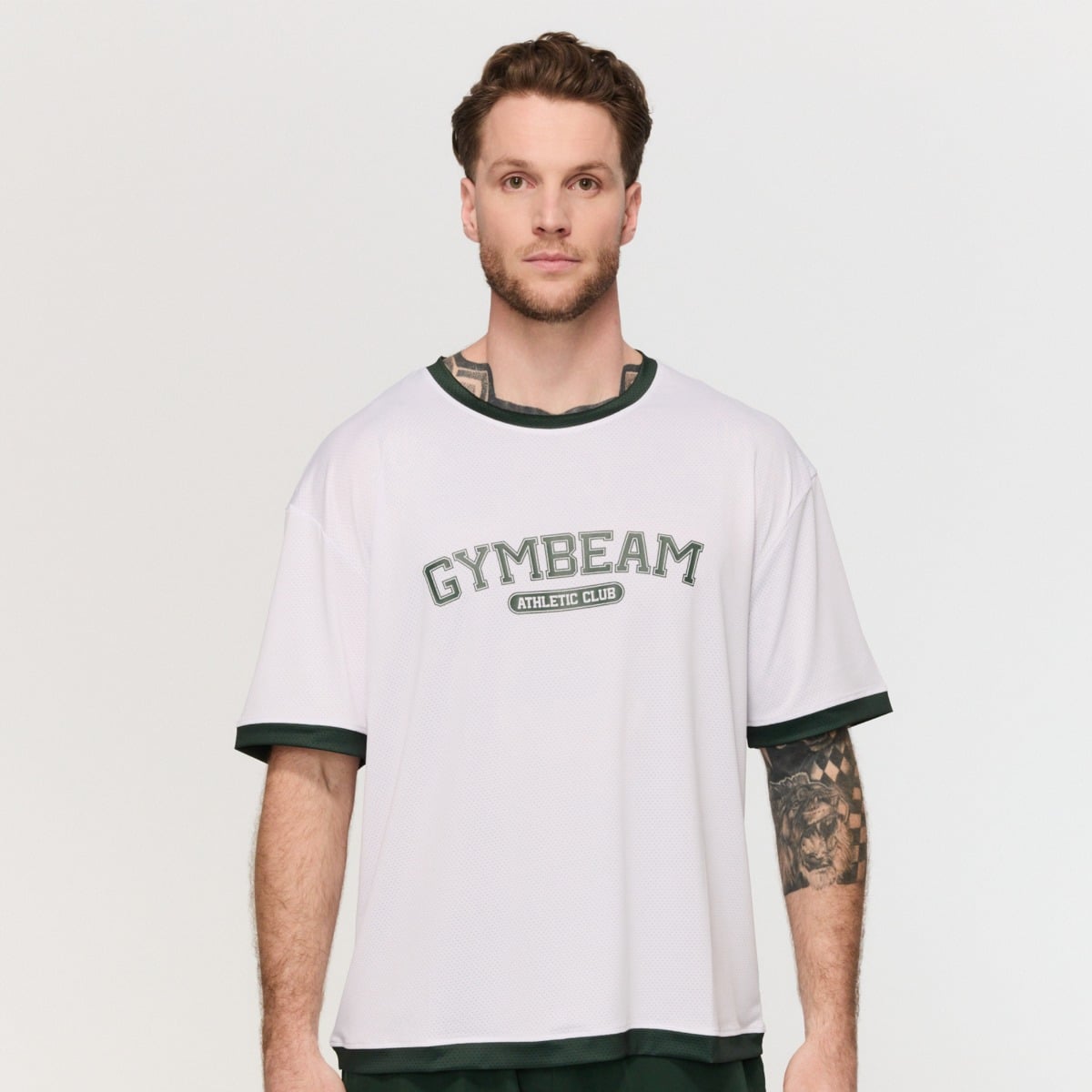 Біла футболка оверсайз Varsity  - GymBeam