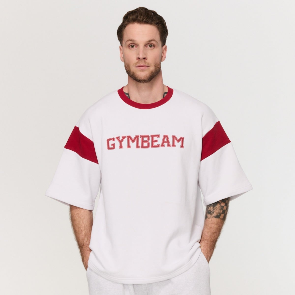 Футболка Varsity з щільної тканини біла - GymBeam