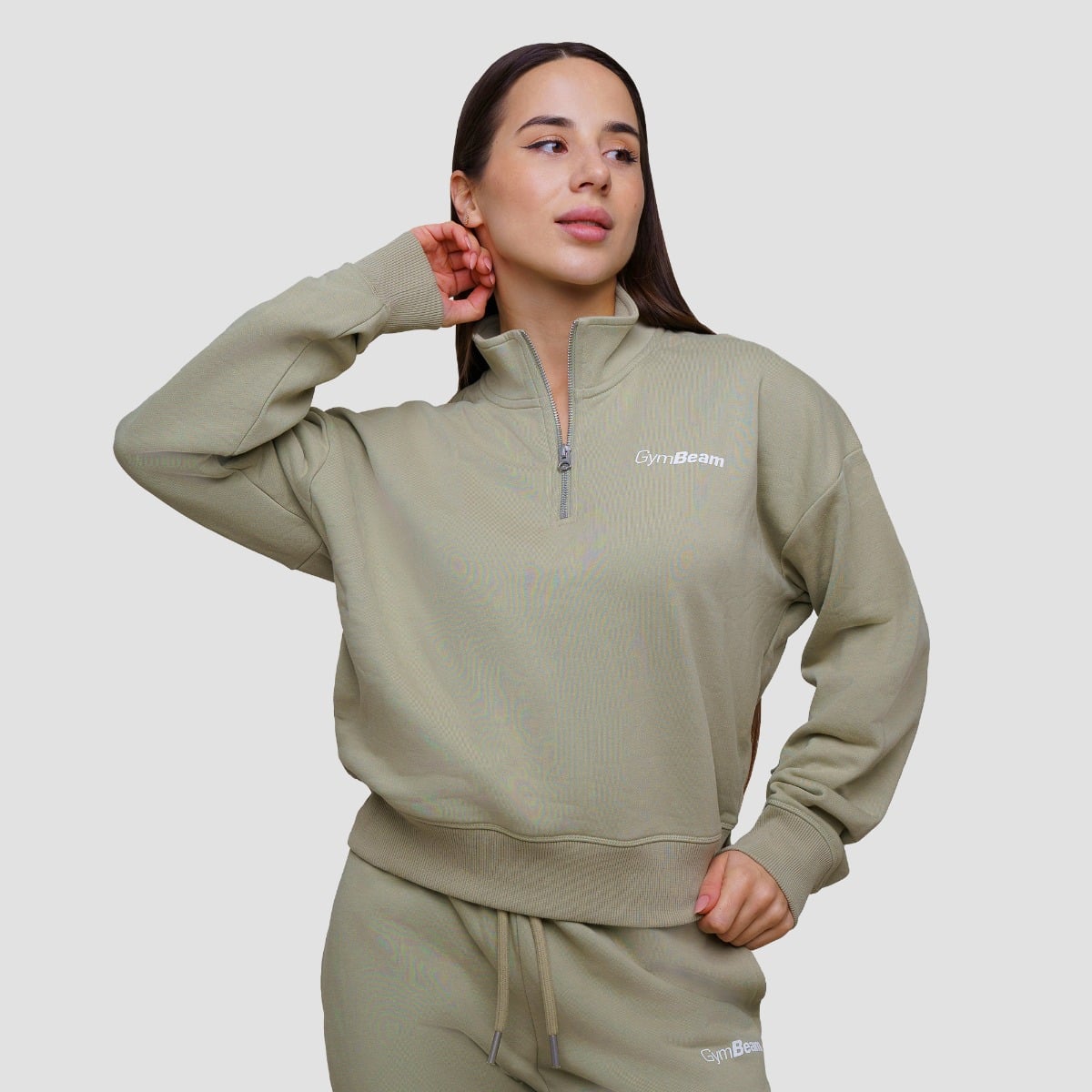Женский джемпер Agile 1/2 Zip Sage - GymBeam