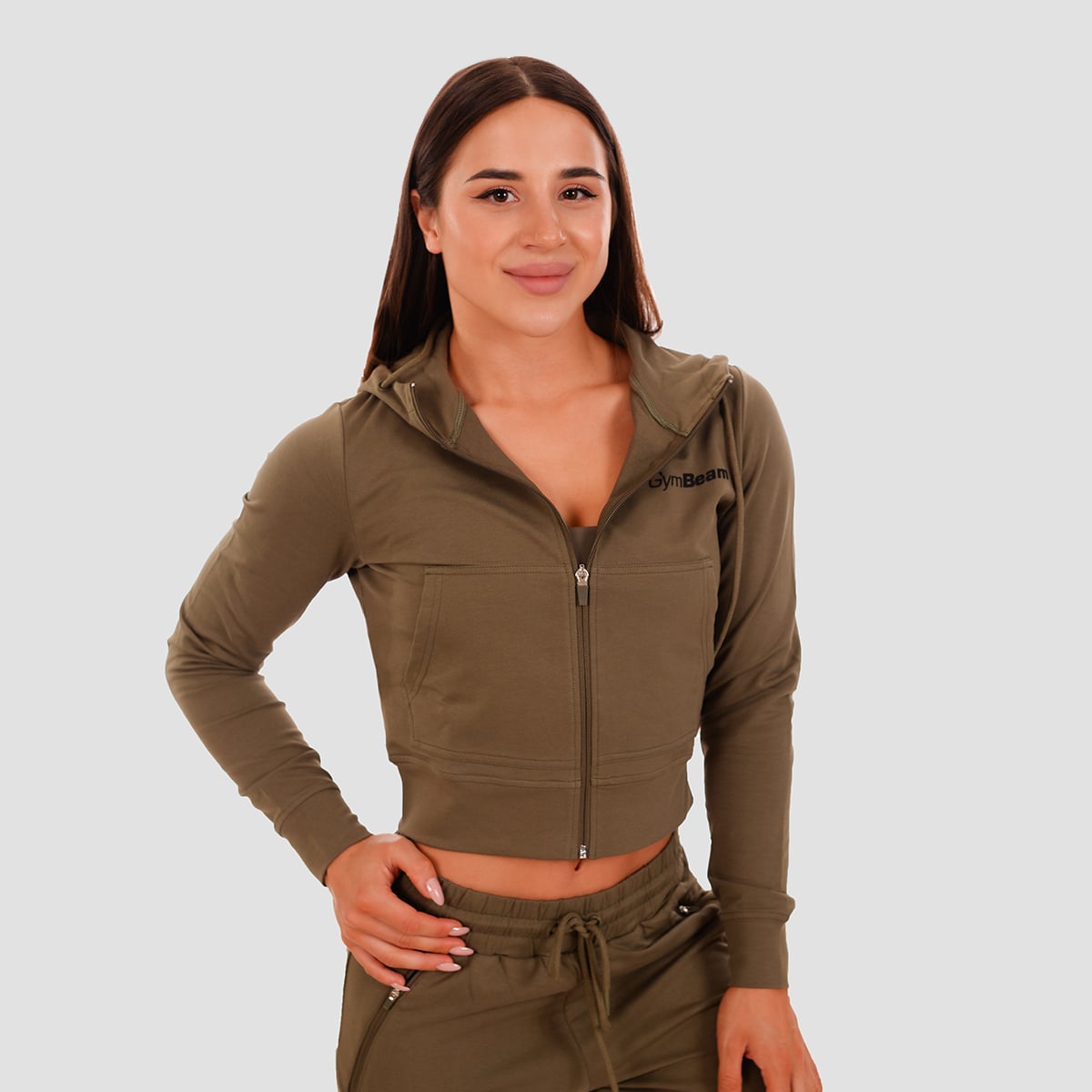 Женская толстовка Zip-up TRN Olive - GymBeam