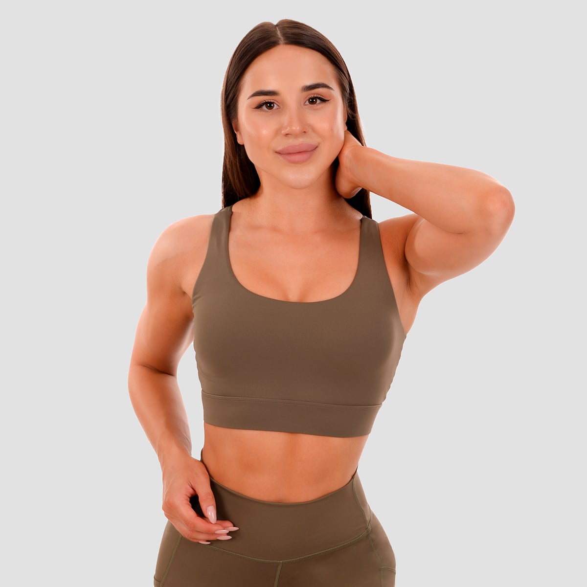 Спортивный топ Cut-Out Olive - GymBeam