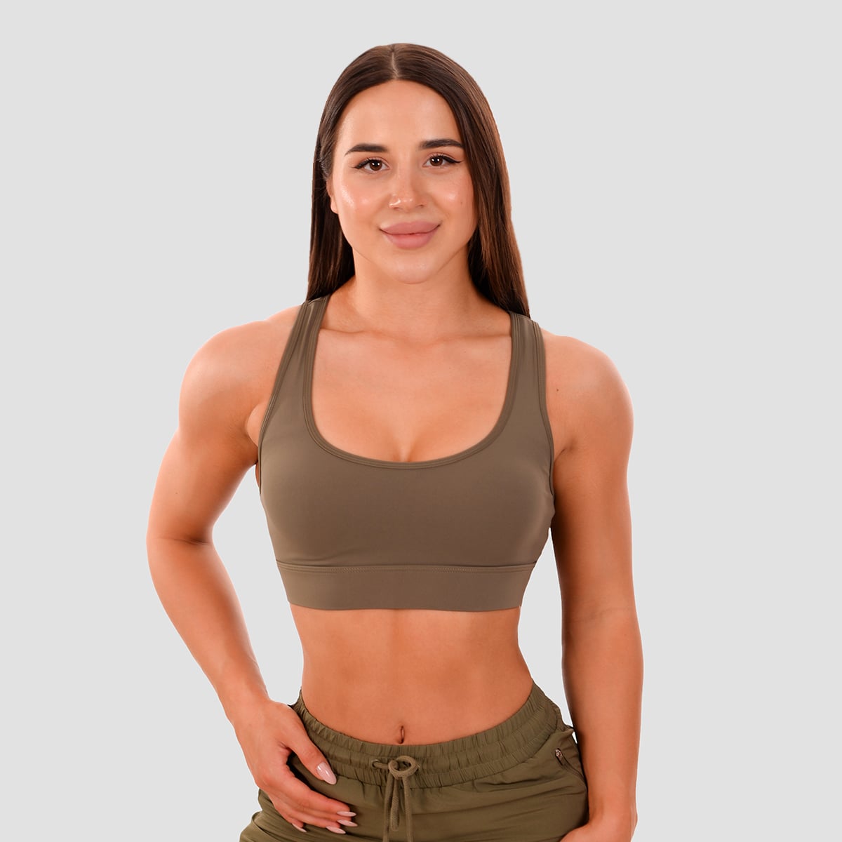 Спортивный топ Mesh Panel Olive - GymBeam