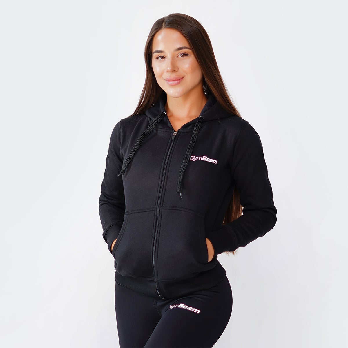 Женская толстовка Zipper Hoodie Black - GymBeam