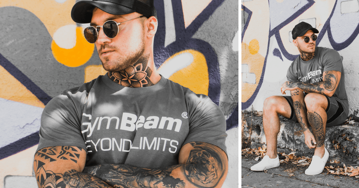 Men´s T-shirt Beyond Limits Charcoal White - GymBeam