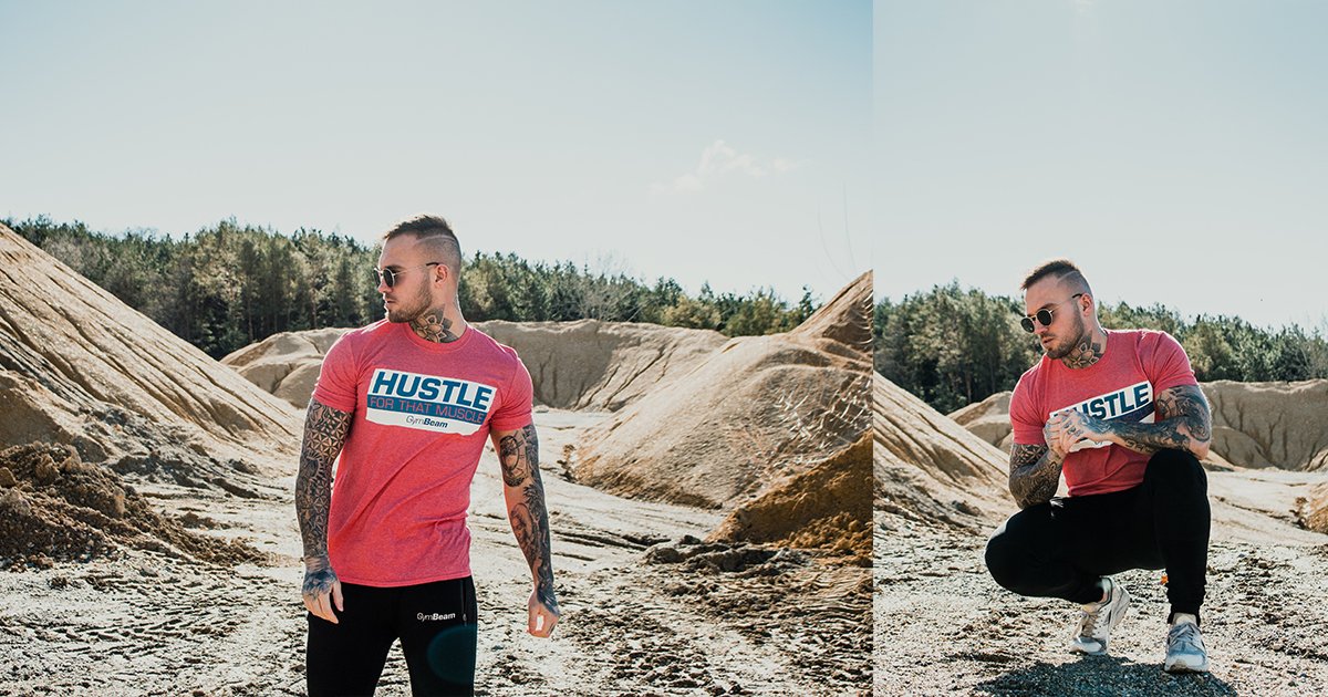 Футболка Hustle For That Muscle Heather Red - GymBeam