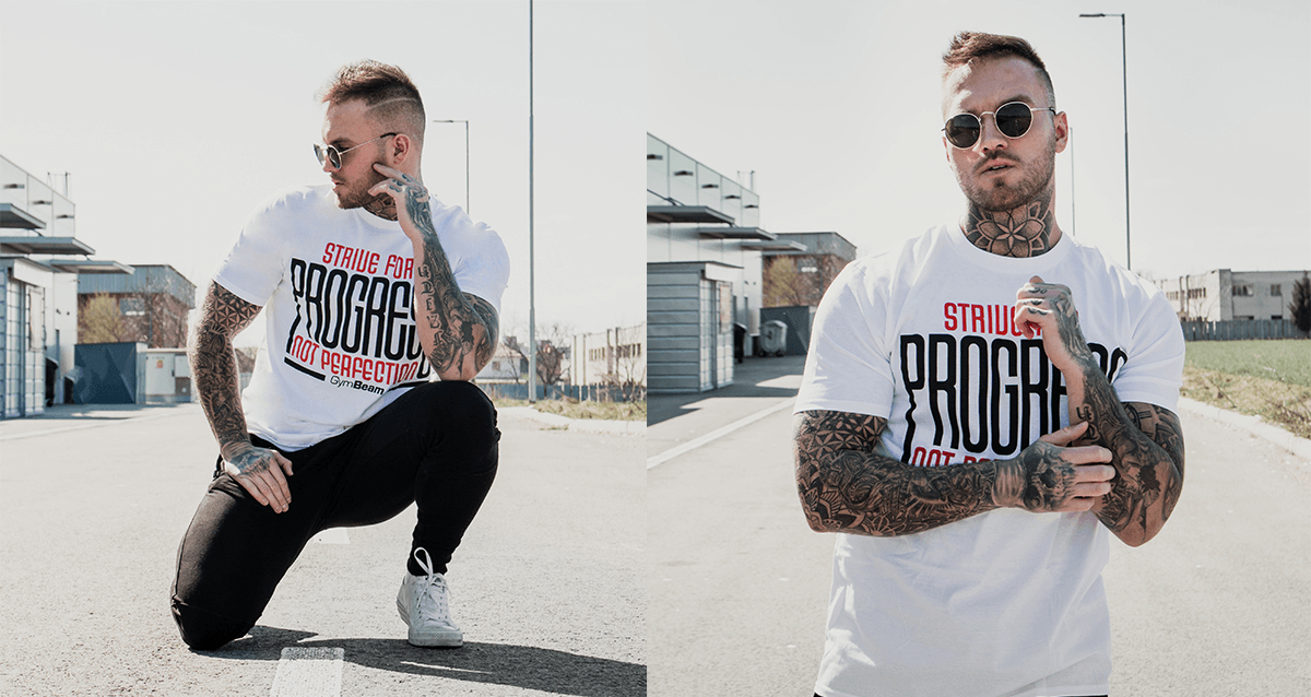 Футболка Progress White - Gymbeam