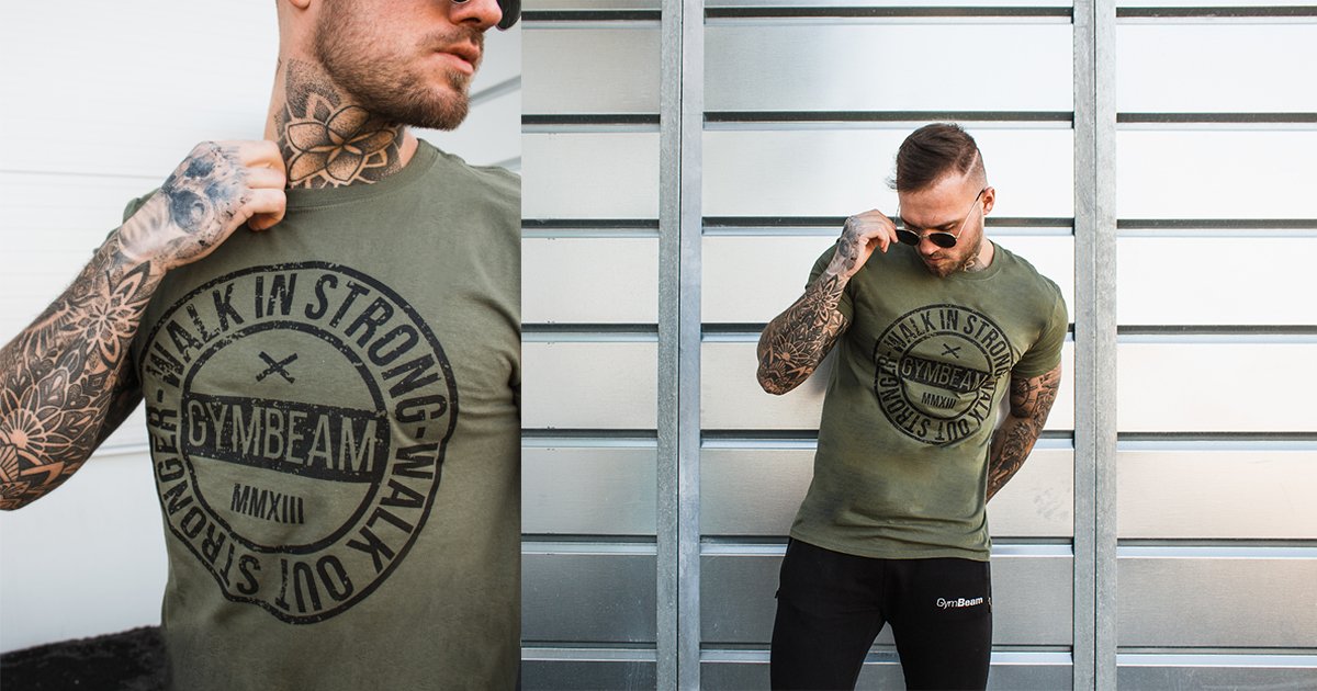 Футболка Walk In Strong Military Green - GymBeam